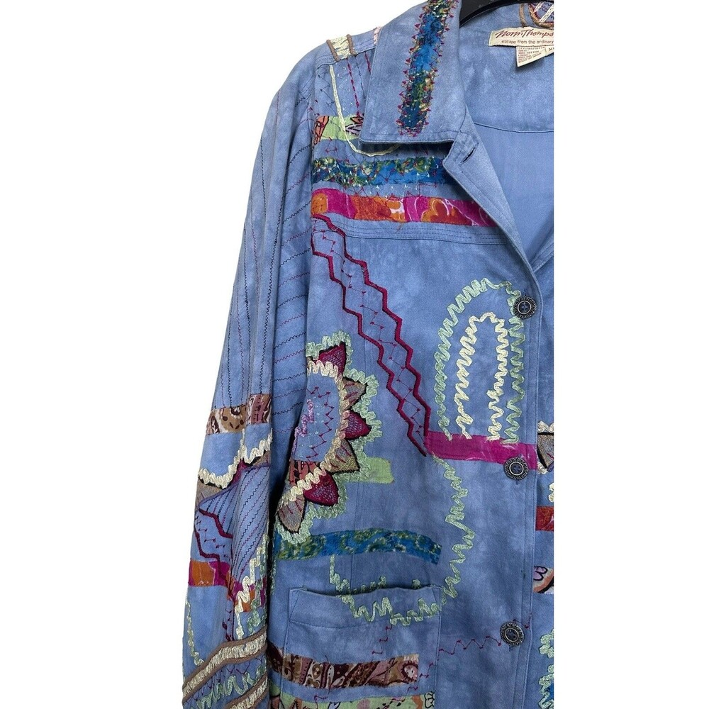 Norm Thompson Women’s Sz XL Embroidered Jacket Fun Pattern Ric Rac Patchwork - Picture 3 of 7